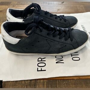 Golden Goose Navy Suede Sneakers